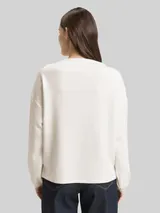 TOM TAILOR Damen Scuba Langarmshirt mit 3D-Print, weiß, Uni – Bild 5