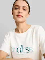 TOM TAILOR Damen Loose Fit Scuba T-Shirt mit Print, weiß, Uni – Bild 6