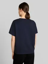 TOM TAILOR Damen Loose Fit Scuba T-Shirt mit Print, blau, Uni – Bild 5