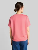 TOM TAILOR Damen Loose Fit Scuba T-Shirt mit Print, rosa, Uni – Bild 5