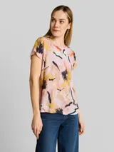 TOM TAILOR Damen T-Shirt im Material-Mix, rosa, Gemustert – Bild 4
