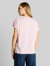 TOM TAILOR Damen T-Shirt im Material-Mix, rosa, Gemustert – Bild 5