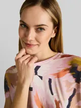 TOM TAILOR Damen T-Shirt im Material-Mix, rosa, Gemustert – Bild 6