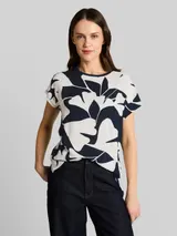 TOM TAILOR Damen T-Shirt im Material-Mix, blau, Gemustert – Bild 4