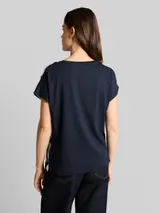 TOM TAILOR Damen T-Shirt im Material-Mix, blau, Gemustert – Bild 5