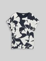 TOM TAILOR Damen T-Shirt im Material-Mix, blau, Gemustert – Bild 3
