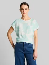 TOM TAILOR Damen T-Shirt im Material-Mix, grün, Gemustert – Bild 4