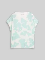 TOM TAILOR Damen T-Shirt im Material-Mix, grün, Gemustert – Bild 3