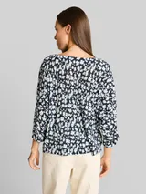 TOM TAILOR Damen Crinkle T-Shirt mit Fledermausärmeln, blau, Gemustert – Bild 5