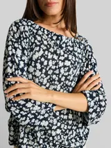 TOM TAILOR Damen Crinkle T-Shirt mit Fledermausärmeln, blau, Gemustert – Bild 6