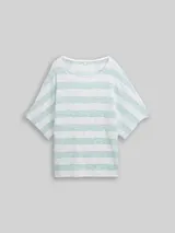 TOM TAILOR Damen Loose Fit T-Shirt mit Fledermausärmeln, blau, Gestreift – Bild 3