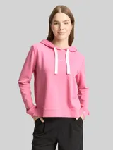 TOM TAILOR DENIM Damen Hoodie Sweatshirt mit Stickerei, rosa, Uni – Bild 4