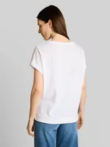 TOM TAILOR Damen Loose Fit T-Shirt mit Leinenanteil, weiß, Uni – Bild 5