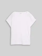 TOM TAILOR Damen Loose Fit T-Shirt mit Leinenanteil, weiß, Uni – Bild 3