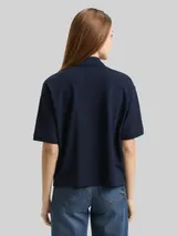 TOM TAILOR Damen Loose Fit Poloshirt, blau, Uni – Bild 5