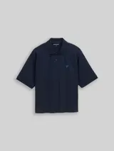 TOM TAILOR Damen Loose Fit Poloshirt, blau, Uni – Bild 3