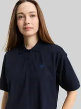TOM TAILOR Damen Loose Fit Poloshirt, blau, Uni – Bild 6