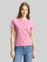 TOM TAILOR DENIM Damen T-Shirt mit Stickerei, rosa, Uni – Bild 4