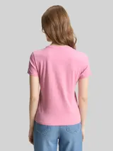 TOM TAILOR DENIM Damen T-Shirt mit Stickerei, rosa, Uni – Bild 5