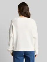 TOM TAILOR Damen Sweatshirt mit Stehkragen, weiß, Uni – Bild 5