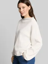TOM TAILOR Damen Sweatshirt mit Stehkragen, weiß, Uni – Bild 6