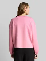 TOM TAILOR DENIM Damen Loose Fit Scuba Langarmshirt, rosa, Uni – Bild 5