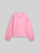 TOM TAILOR DENIM Damen Loose Fit Scuba Langarmshirt, rosa, Uni – Bild 3