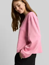 TOM TAILOR DENIM Damen Loose Fit Scuba Langarmshirt, rosa, Uni – Bild 6