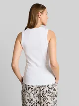 TOM TAILOR DENIM Damen Slim Fit Top mit Rippstruktur, weiß, Uni – Bild 5