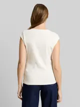 TOM TAILOR DENIM Damen Slim Fit T-Shirt mit Rippstruktur, weiß, Uni – Bild 5