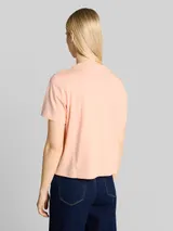 TOM TAILOR DENIM Damen Loose Fit T-Shirt mit Stickerei, orange, Uni – Bild 5