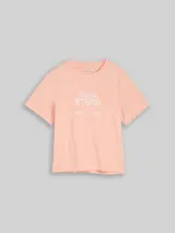 TOM TAILOR DENIM Damen Loose Fit T-Shirt mit Stickerei, orange, Uni – Bild 3