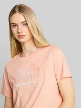 TOM TAILOR DENIM Damen Loose Fit T-Shirt mit Stickerei, orange, Uni – Bild 6