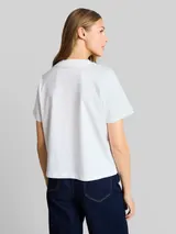 TOM TAILOR DENIM Damen Loose Fit T-Shirt mit Stickerei, weiß, Uni – Bild 5
