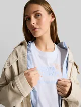 TOM TAILOR DENIM Damen Loose Fit T-Shirt mit Stickerei, weiß, Uni – Bild 6