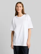 TOM TAILOR DENIM Damen Oversize T-Shirt mit Rückenprint, weiß, Uni – Bild 4
