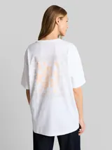 TOM TAILOR DENIM Damen Oversize T-Shirt mit Rückenprint, weiß, Uni – Bild 5