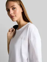 TOM TAILOR DENIM Damen Oversize T-Shirt mit Rückenprint, weiß, Uni – Bild 6