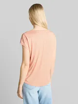 TOM TAILOR DENIM Damen T-Shirt mit V-Ausschnitt, orange, Uni – Bild 5