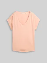 TOM TAILOR DENIM Damen T-Shirt mit V-Ausschnitt, orange, Uni – Bild 3