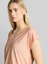 TOM TAILOR DENIM Damen T-Shirt mit V-Ausschnitt, orange, Uni – Bild 6