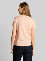 TOM TAILOR DENIM Damen Henley T-Shirt mit Streifenmuster, orange, Gestreift – Bild 5