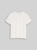 TOM TAILOR DENIM Damen Jacquard T-Shirt mit Rundhalsausschnitt, weiß, Uni – Bild 3