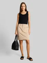 TOM TAILOR Damen Jeansrock mit aufgesetzten Taschen, braun, Uni – Bild 4