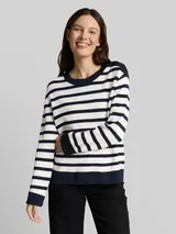 TOM TAILOR Damen Strickpullover mit Streifenmuster, blau, Gestreift – Bild 4