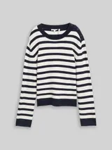 TOM TAILOR Damen Strickpullover mit Streifenmuster, blau, Gestreift – Bild 3