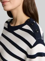 TOM TAILOR Damen Strickpullover mit Streifenmuster, blau, Gestreift – Bild 6