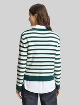 TOM TAILOR Damen Strickpullover mit Streifenmuster, grün, Gestreift – Bild 5