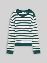 TOM TAILOR Damen Strickpullover mit Streifenmuster, grün, Gestreift – Bild 3