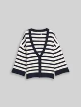 TOM TAILOR Damen Loose Fit Cardigan mit Streifenmuster, blau, Gestreift – Bild 3